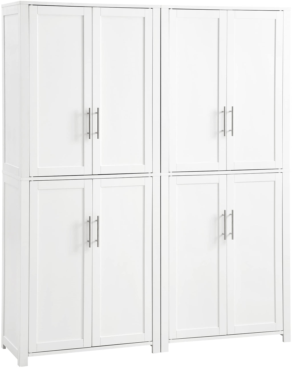 Crosley Furniture Savannah 2-Piece Pantry Storage Cabinet Set with Shelves, Kitchen, Dining, or Laundry Room, White