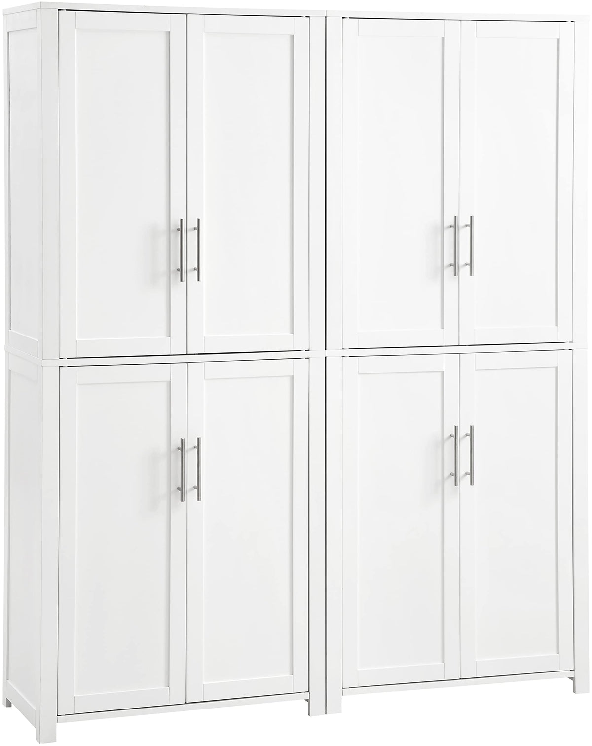 Crosley Furniture Savannah 2-Piece Pantry Storage Cabinet Set with Shelves, Kitchen, Dining, or Laundry Room, White