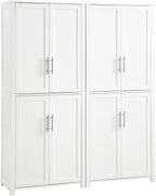 Crosley Furniture Savannah 2-Piece Pantry Storage Cabinet Set with Shelves, Kitchen, Dining, or Laundry Room, White