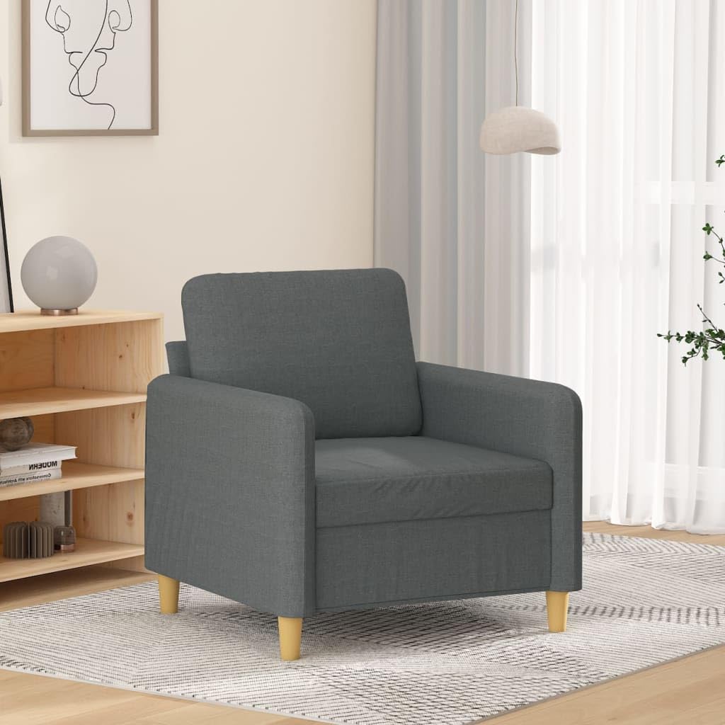 vidaXL Dark Gray Sofa Chair - Modern Style for Living Room and Office - Durable Metal Frame - Comfortable Thick Padding - Breathable 100% Polyester Fabric