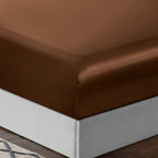 Treely 6 Piece Satin Sheets Full Size Silky Smooth Brown Satin Sheet Set With Deep Pocket, Satin Fitted Sheet, Flat Sheet, 4 Sat