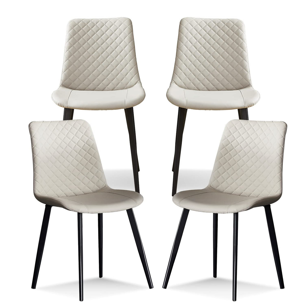 Seonyou Modern Dining Chair Set Of 4, Beige Dining Chair With Metal Leg, Mid Century Kitchen Chairs