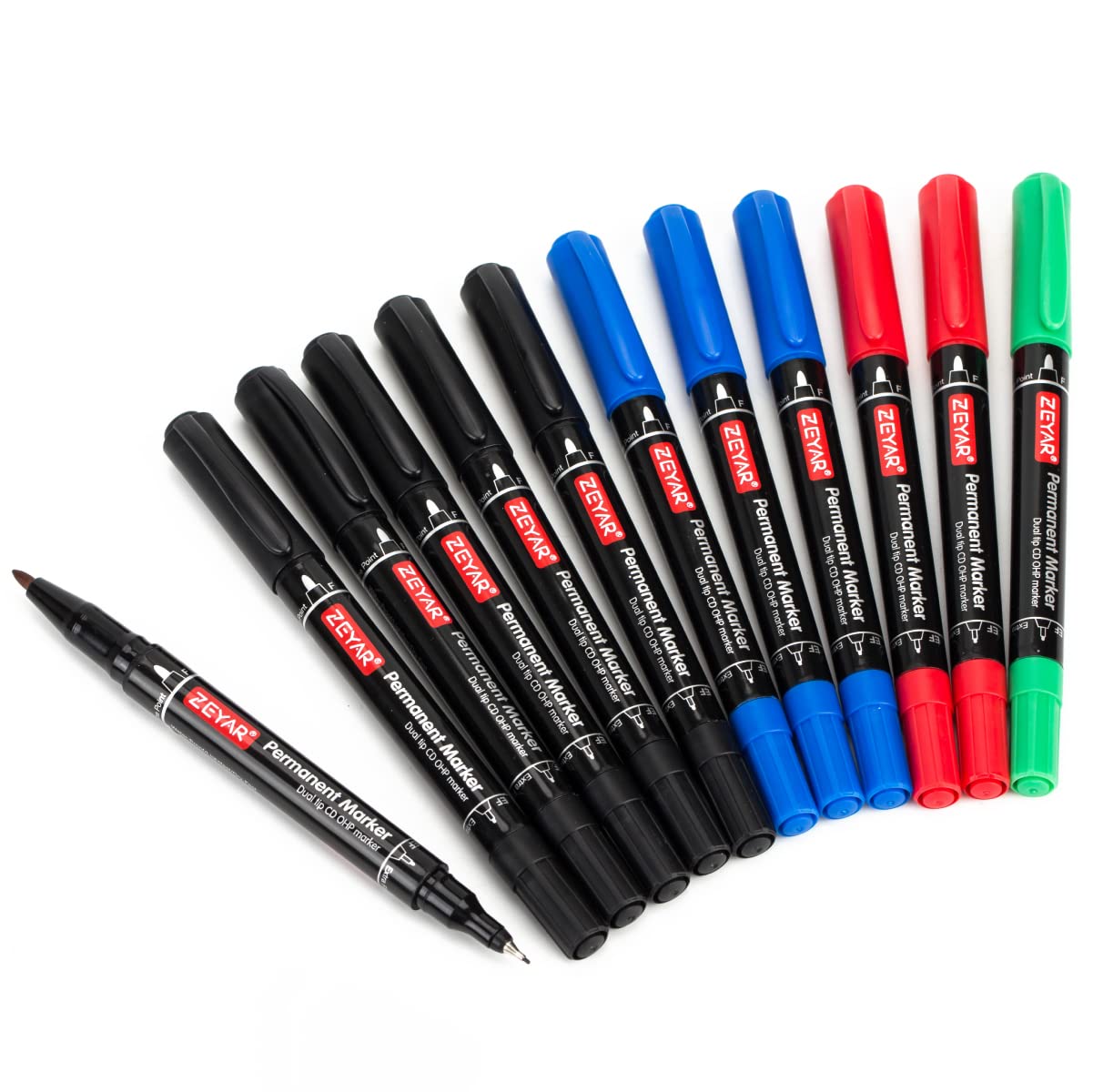 Zeyar Twin Tip Permanent Markers, Cd/Dvd Markers, 4 Color, Ultra Fine Point And Fine Point For Signature And Marking (4 Colors,