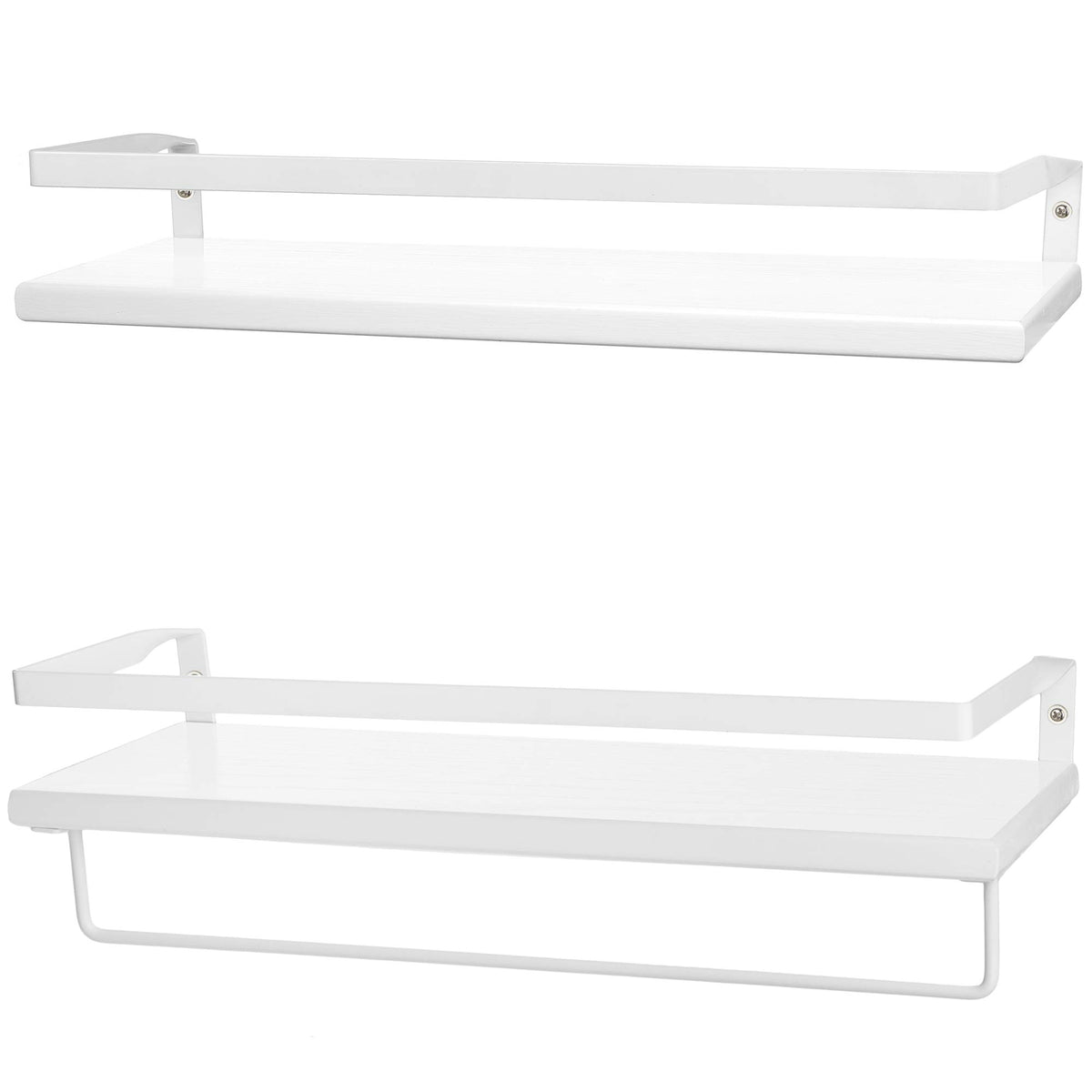 Peter's Goods Modern Floating Shelves with Rail - Wall Mounted Bathroom Wall Shelves with Towel Bar - Also Perfect for Bedroom D