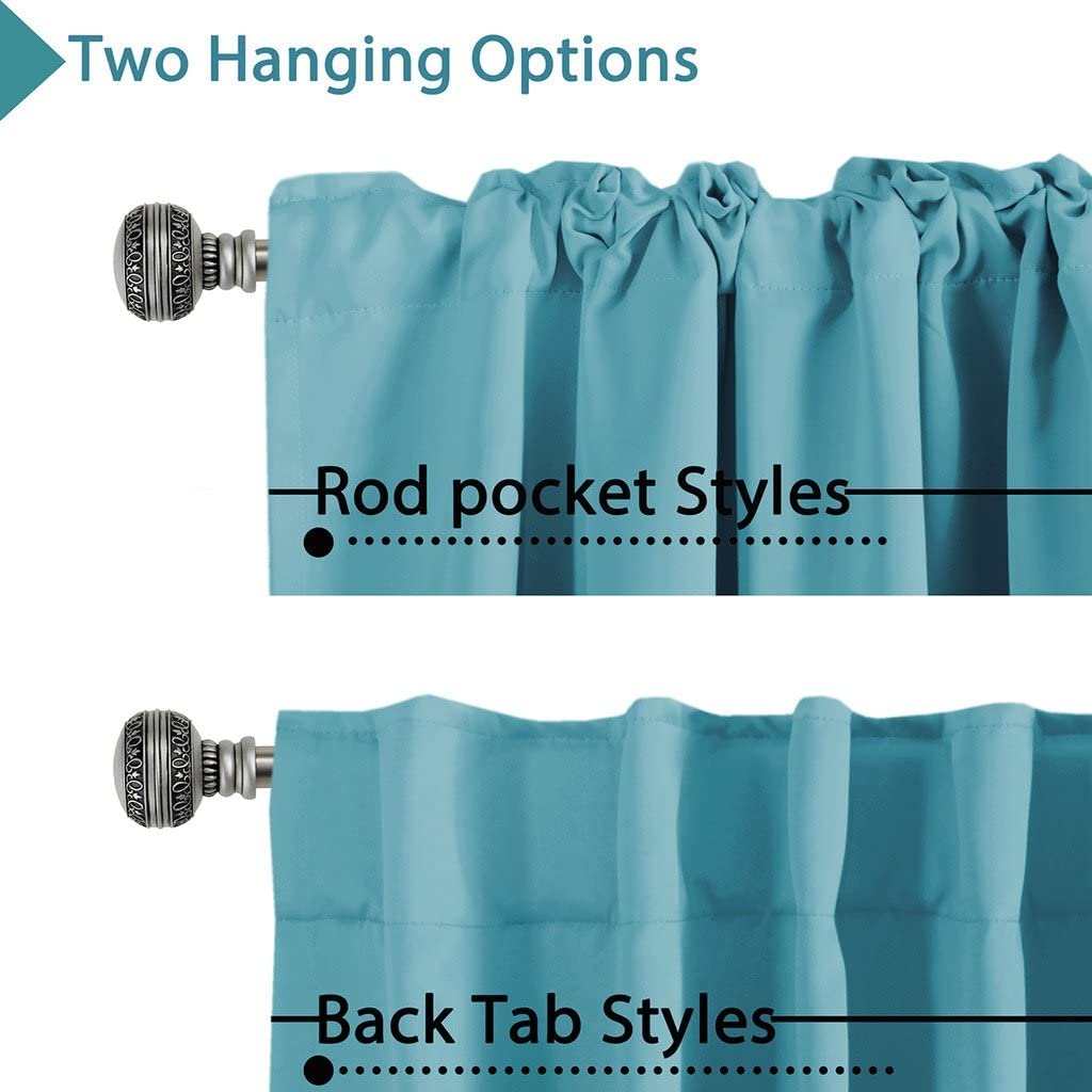 H.Versailtex Blackout Curtains Thermal Insulated Window Treatment Panels Room Darkening Blackout Drapes For Living Room Back Tab/Rod Pocket Bedroom Draperies, 52 X 72 Inch, Aqua, 2 Panels