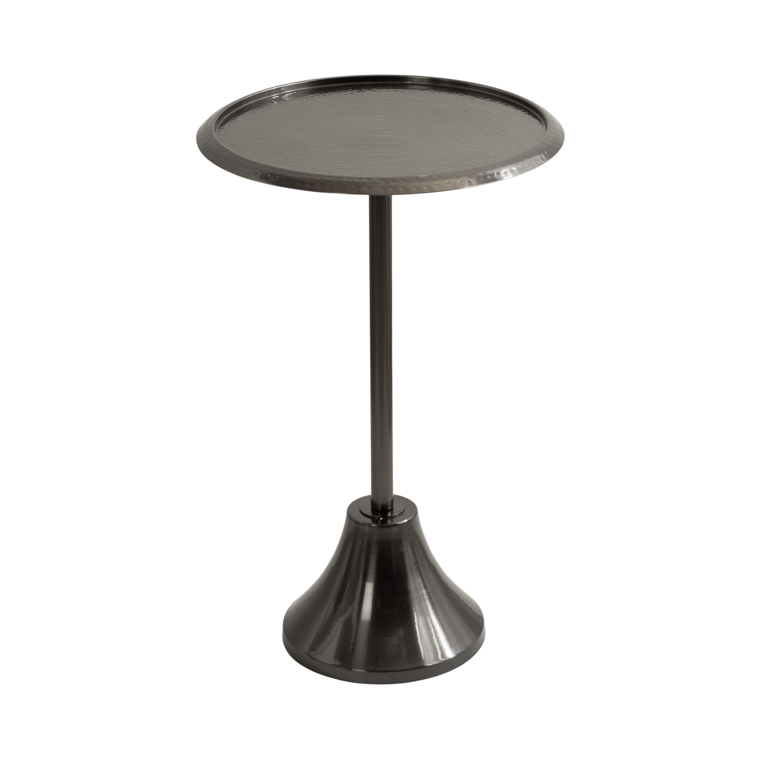 Kate and Laurel Sanzo Decorative Modern Pedestal Side Table for Use as Indoor Plant Stand or Bedroom Nightstand, 15x15x24, Pewte