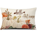 Gtext 20X12 Inch Fall Throw Pillow Cover Hello Autumn Cushion Cover Autumn Decor Fall Pumpkins Pillow Cover Outdoor Pillow Linen