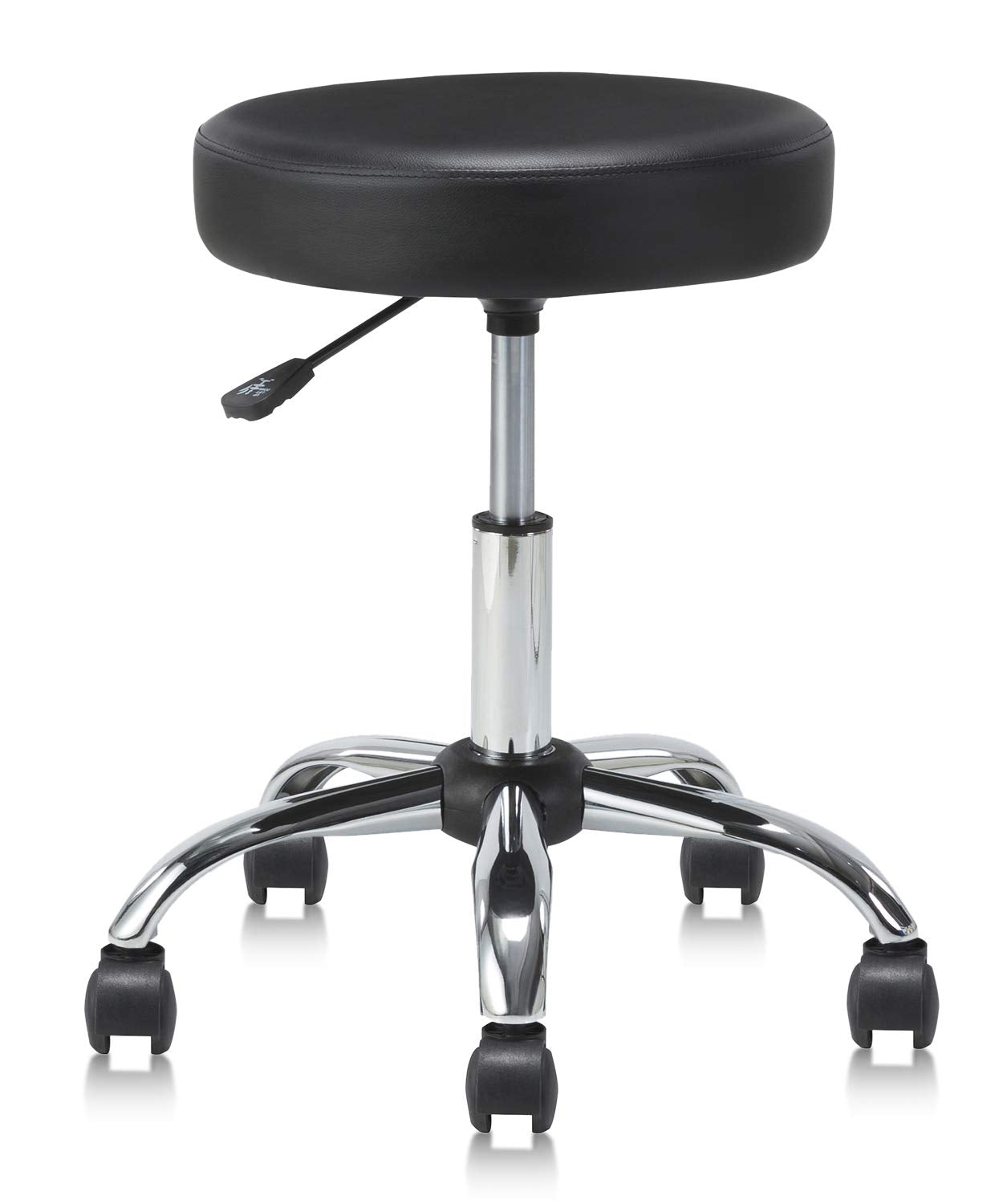 KLASIKA Round Rolling Stool Swivel with Wheels Adjustable Height Seat 19.7'D x 19.7'W x 22'H Multi-Purpose Heavy Duty Wide Se