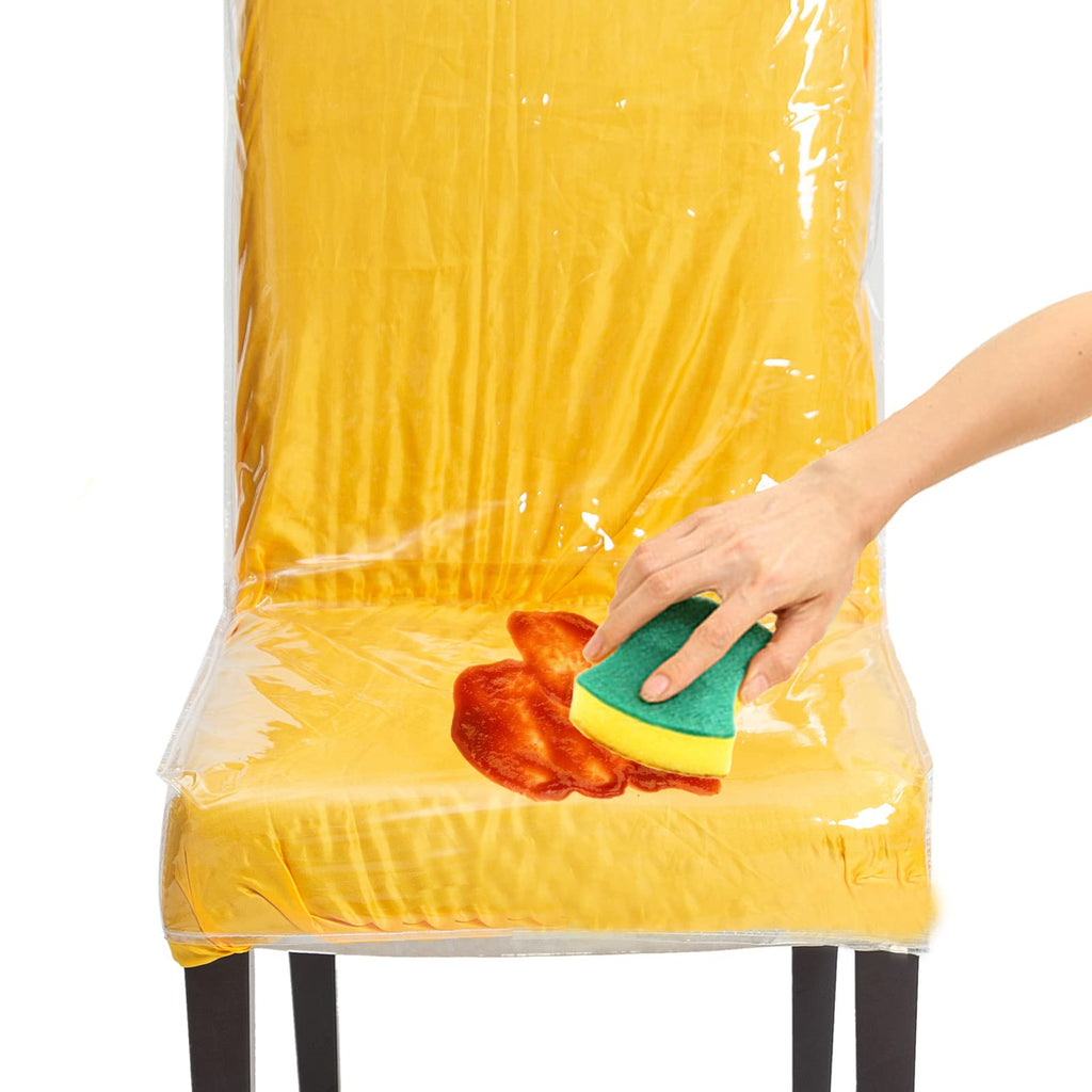 Jassoka 21X20 Inch Plastic Dining Chair Cover, Protector Seat Chair Free From Cat And Dog Scratches, Stains, Easy Clean Clear Vinyl Protectors (6 Pack)