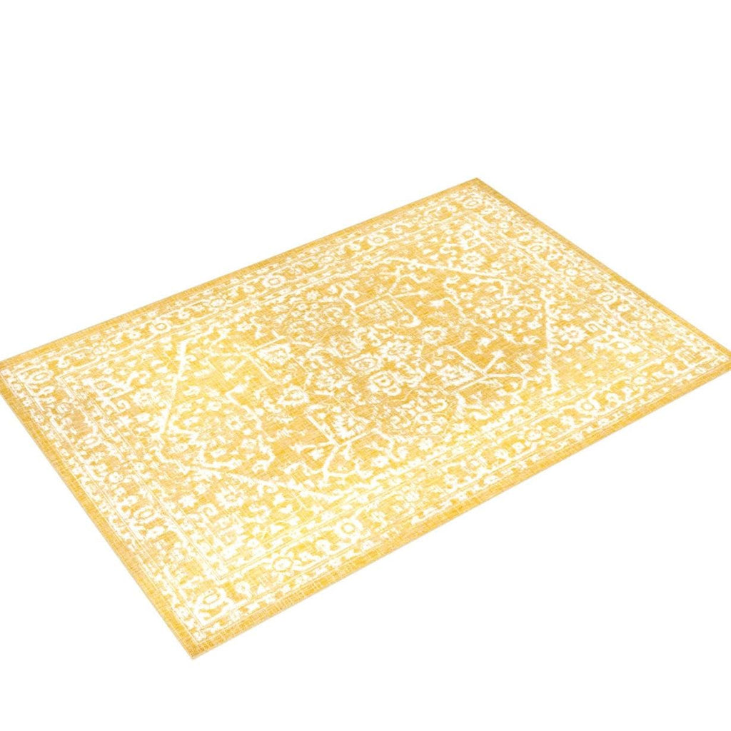 Jonathan Y Smb104G-4 Malta Bohemian Medallion Textured Weave Indoor Outdoor Area-Rug, Coastal Traditional Transitional Easy-Cleaning,Bedroom,Kitchen,Backyard,Patio,Non Shedding, 4 X 6, Yellow/Cream