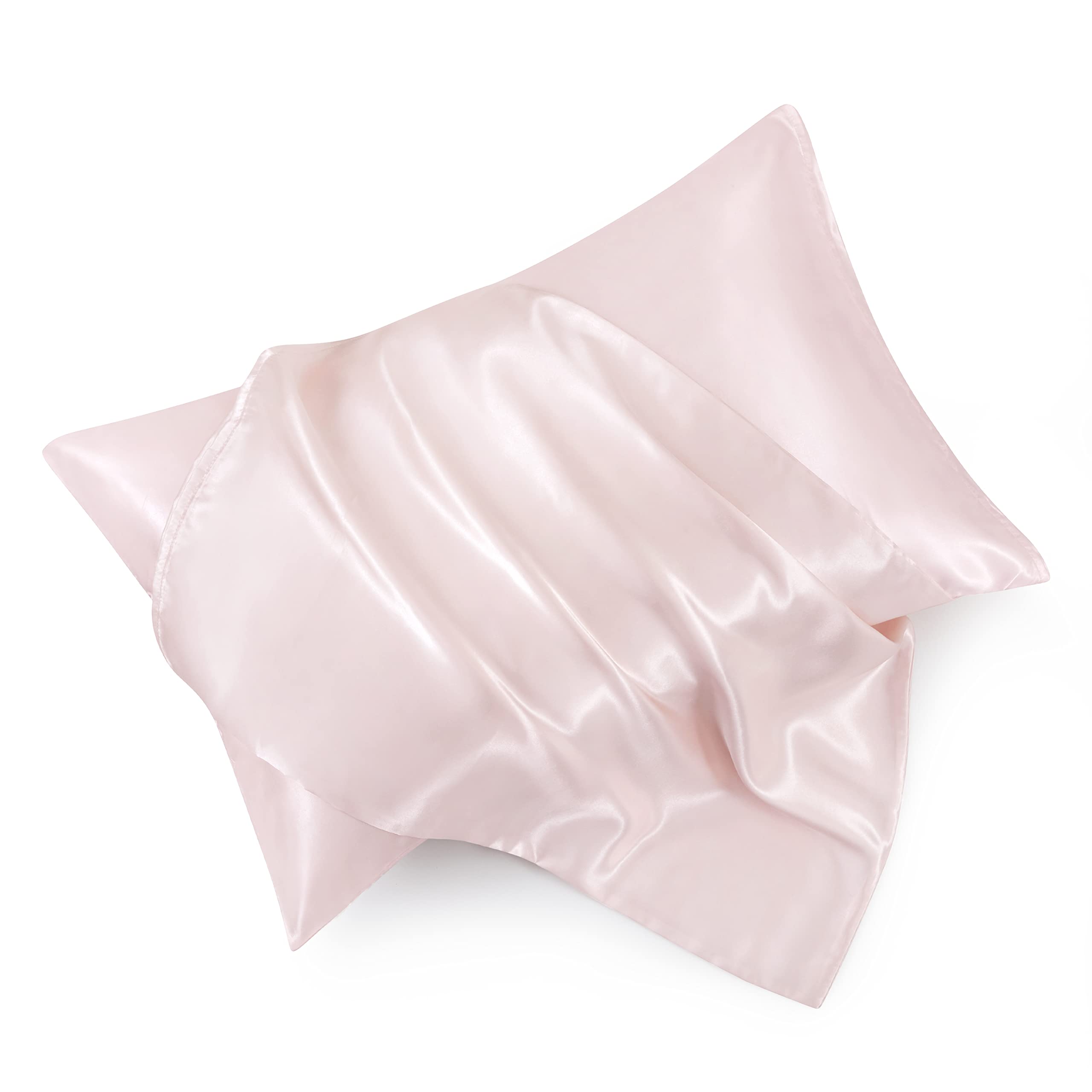 Hommxjf Blush Pink Satin Pillowcase Standard Set Of 2 With Envelope Closure