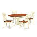 East West Furniture KEPL5-WHI-W 5 Piece Kitchen Table & Chairs Set Includes an Oval Dining Room Table with Butterfly Leaf and 4 Solid Wood Seat Chairs, 42x60 Inch, Buttermilk & Cherry