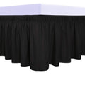 Purefit Wrap Around Ruffled Bed Skirt With Adjustable Elastic Belt - 18 Inch Drop Easy To Put On, Wrinkle Free Bedskirt Dust Ruffles, Bed Frame Cover For Twin, Twin Xl And Full Size Beds, Black