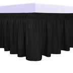 Purefit Wrap Around Ruffled Bed Skirt With Adjustable Elastic Belt - 18 Inch Drop Easy To Put On, Wrinkle Free Bedskirt Dust Ruffles, Bed Frame Cover For Twin, Twin Xl And Full Size Beds, Black