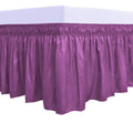 Purefit Wrap Around Ruffled Bed Skirt With Adjustable Elastic Belt - 14 Inch Drop Easy To Put On, Wrinkle Free Bedskirt Dust Ruffles, Bed Frame Cover For Twin,Twin Xl And Full Size Beds, Purple