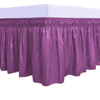 Purefit Wrap Around Ruffled Bed Skirt With Adjustable Elastic Belt - 14 Inch Drop Easy To Put On, Wrinkle Free Bedskirt Dust Ruffles, Bed Frame Cover For Twin,Twin Xl And Full Size Beds, Purple