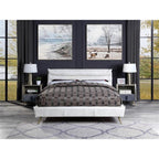 Acme Doris Top Grain Leather Upholstered Eastern King Bed in Vintage White