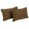 Blazing Needles Corded Solid Microsuede Rectangular Throw Pillows with Inserts (Set of 2), 20" by 12", Chocolate