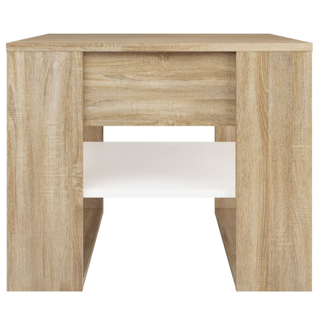 vidaXL Coffee Table in Sonoma Oak and White | Made from Durable Engineered Wood | Includes Storage Shelf | Assembly Required