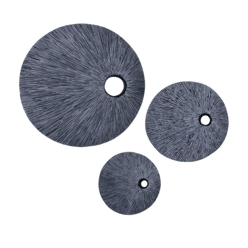 30' X 2' Gray Sandstone Ribbed Round Top Hole Wall Decor