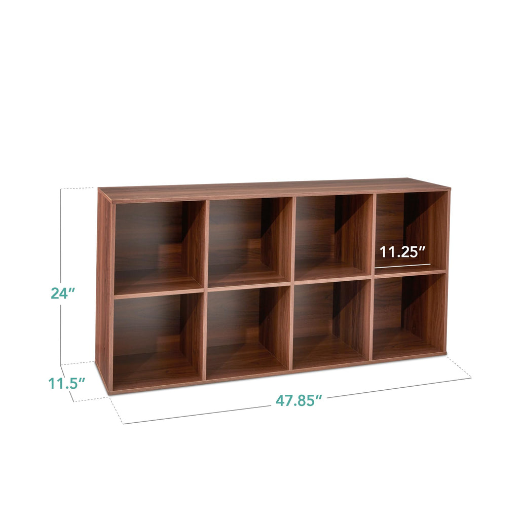 Best Choice Products 8-Cube Storage Organizer, 11In Shelf Opening, Bookcase, Display Shelf, Customizable W/ 3 Removable Back Panels – Walnut
