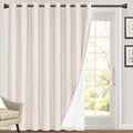 PrinceDeco 100% Blackout Linen Look Patio Door Curtain 108 Inches Long Extra Wide Thermal Insulated Grommet Curtain Drapes for L