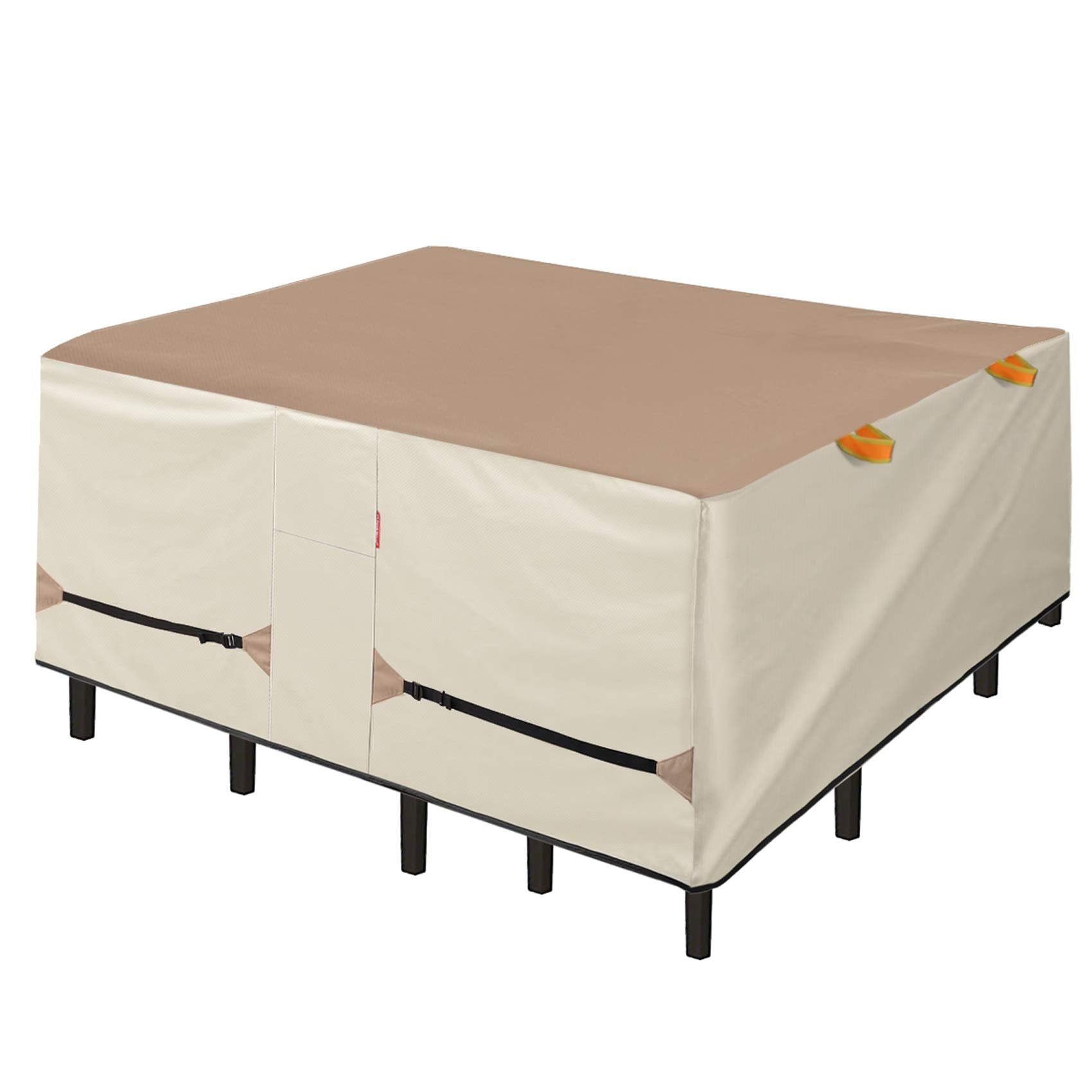 Porch Shield Patio Table Cover - Waterproof Outdoor Dining Table And Chairs Furniture Set Cover Square - 76 X 76 Inch, Light Tan