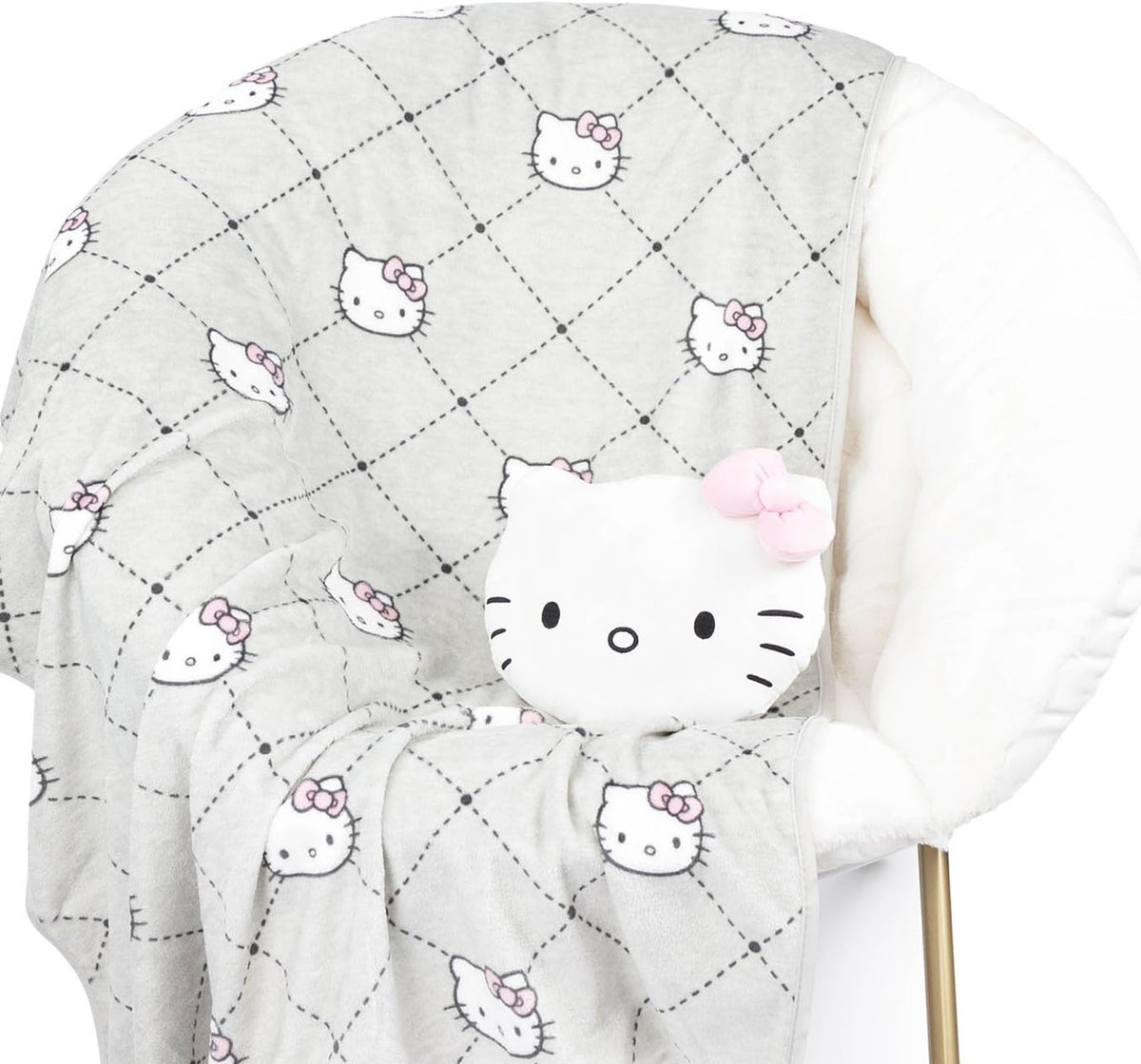 Jay Franco Hello Kitty Nogginz Set - 40 X 50 Inch Lightweight Travel Throw Blanket & Pillow - Super Soft Pink Bow 2 Piece Beddin