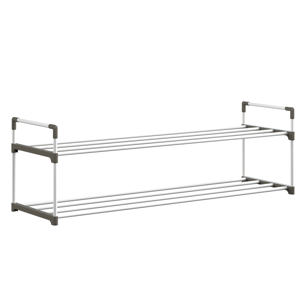 Home-Complete Shoe Rack - 2-Tier Shoe Organizer For Closet, Bathroom, Entryway - Shelf Holds 10 Pairs Sneakers, Heels, Boots (White)