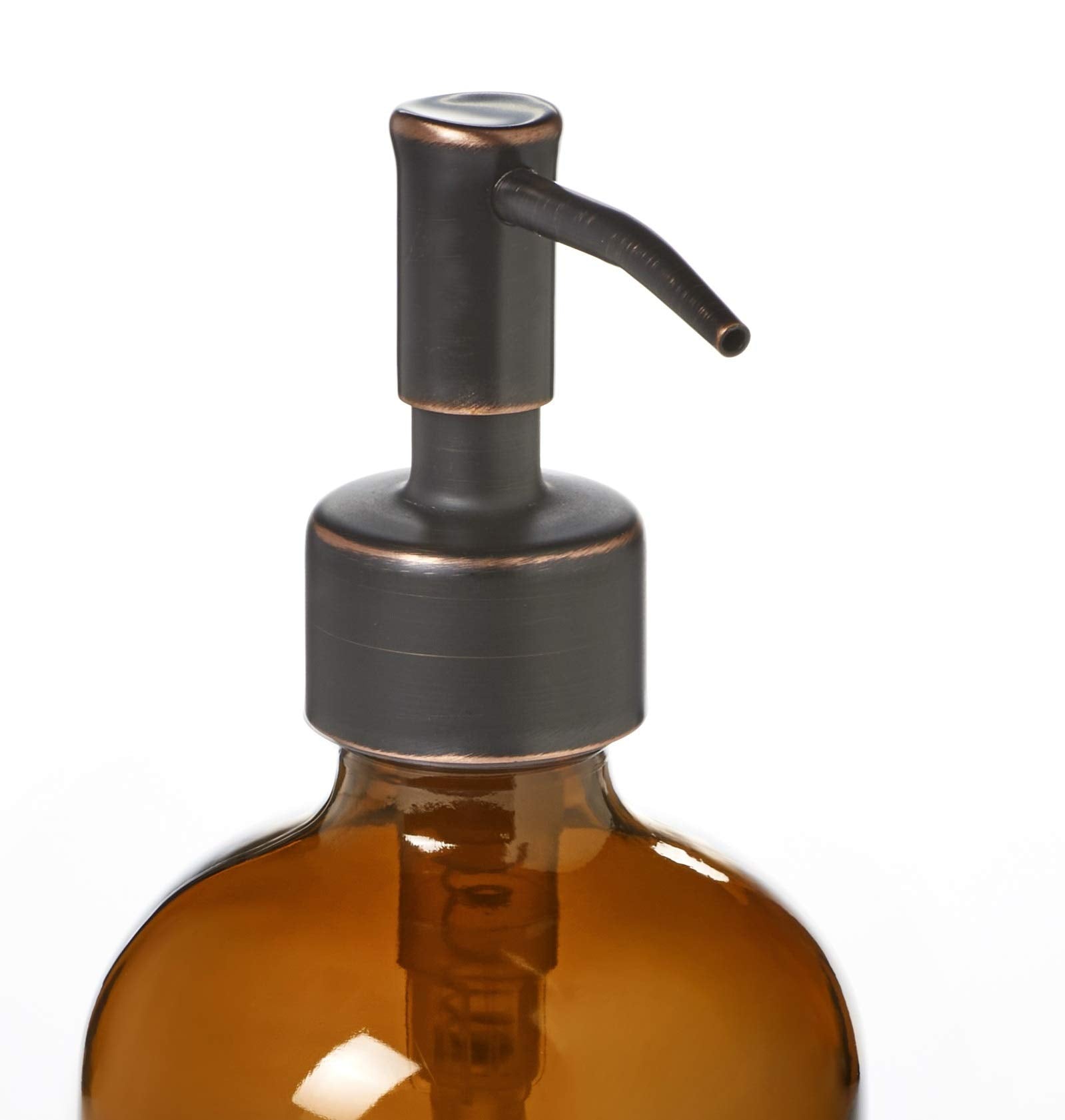 Amber Glass With Oil Rubbed Bronze Soap Dispenser Pump With Coaster For Non Slip Bottom/Countertop Protector - 16Oz Glass Boston