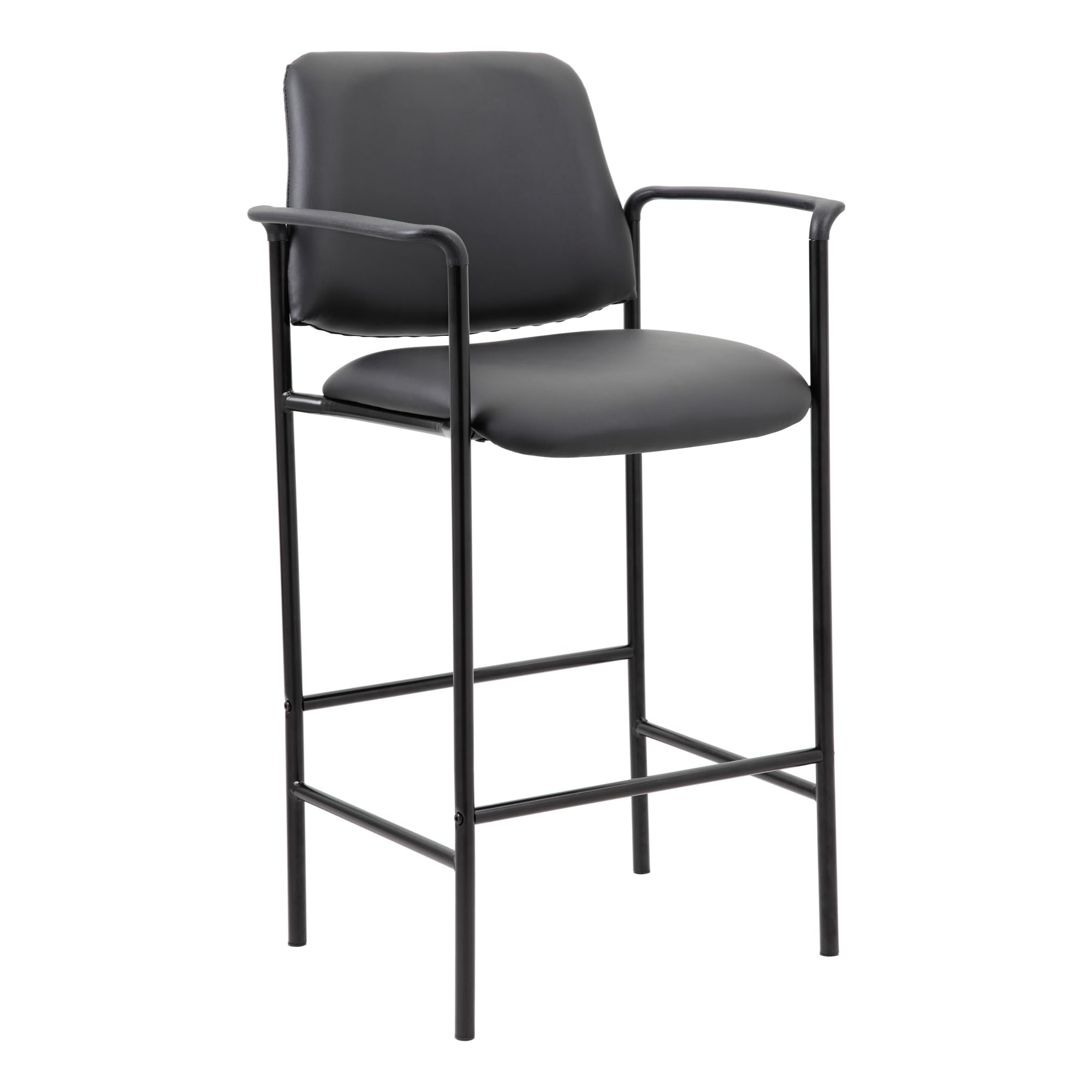 Boss Square Back Diamond Stool W/Arm In Black Caressoft (B169503-Cs)