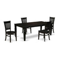 East West Furniture Lgva5-Blk-W 5 Piece Kitchen Table & Chairs Set Includes A Rectangle Dining Room Table With Butterfly Leaf And 4 Solid Wood Seat Chairs, 42X84 Inch, Black