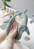 Krupanidhi Cute Penguin Shape Chenille Hand Towels with Hanging Loops Quick Dry Hand Bath Towel Children Hand Towel for Kitchen,