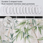 Ruelvth Stall Shower Curtain, Green Bamboo Small Shower Curtain Set Waterproof Fabric Aesthetic Green And White Botanical Bathro