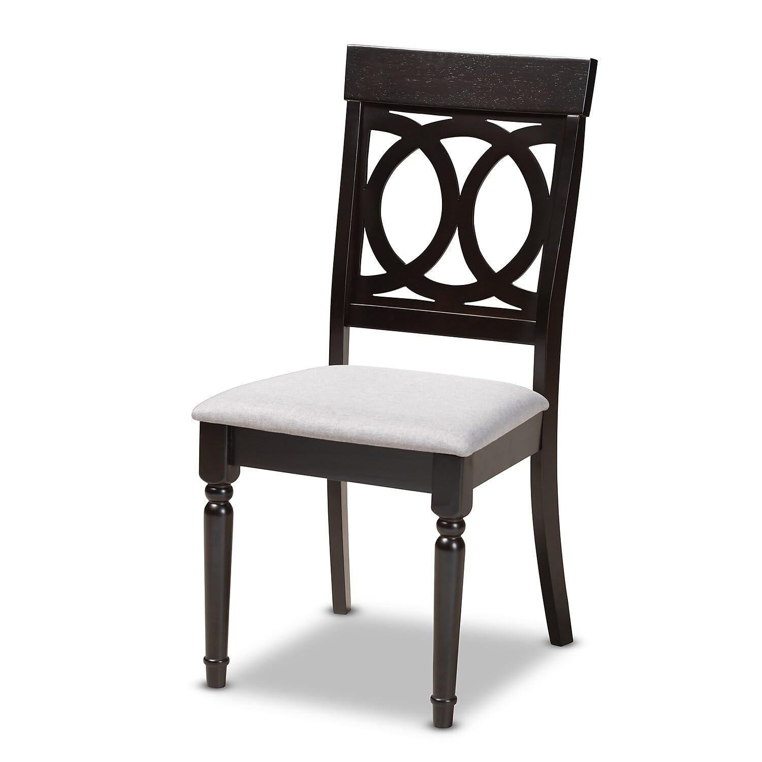 Baxton Studio Lucie Modern and Contemporary Grey Fabric Upholstered Espresso Brown Finished Wood Dining Chair