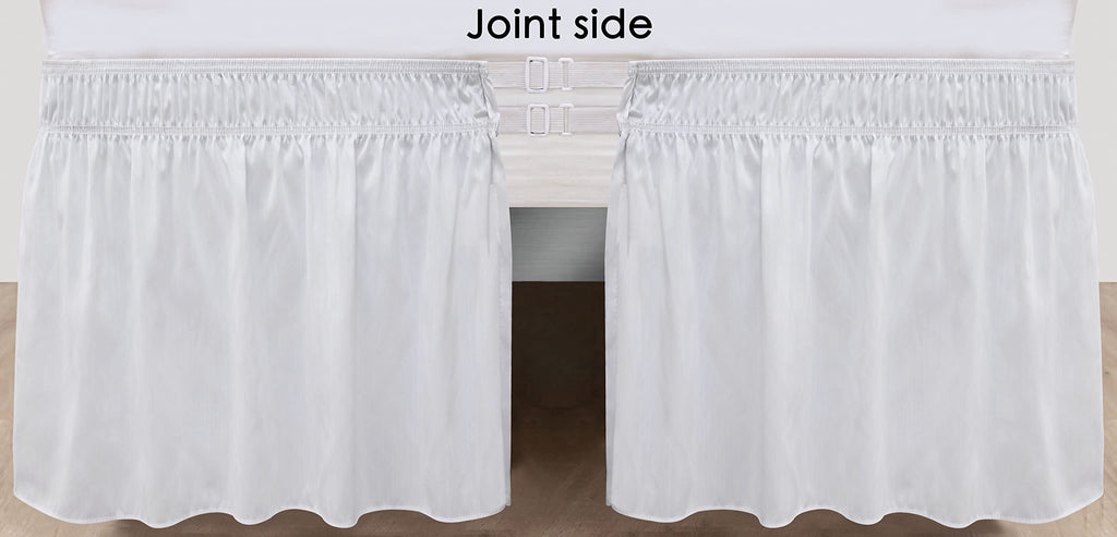 Biscaynebay Wrap Around Bed Skirts With Split Corners For Queen Beds 17' Drop, White Elastic Dust Ruffles Easy Fit Wrinkle & Fade Resistant Silky Luxurious Fabric Solid Machine Washable