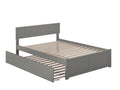 AFI Orlando Full Size Platform Bed with Footboard & Full Trundle in Grey