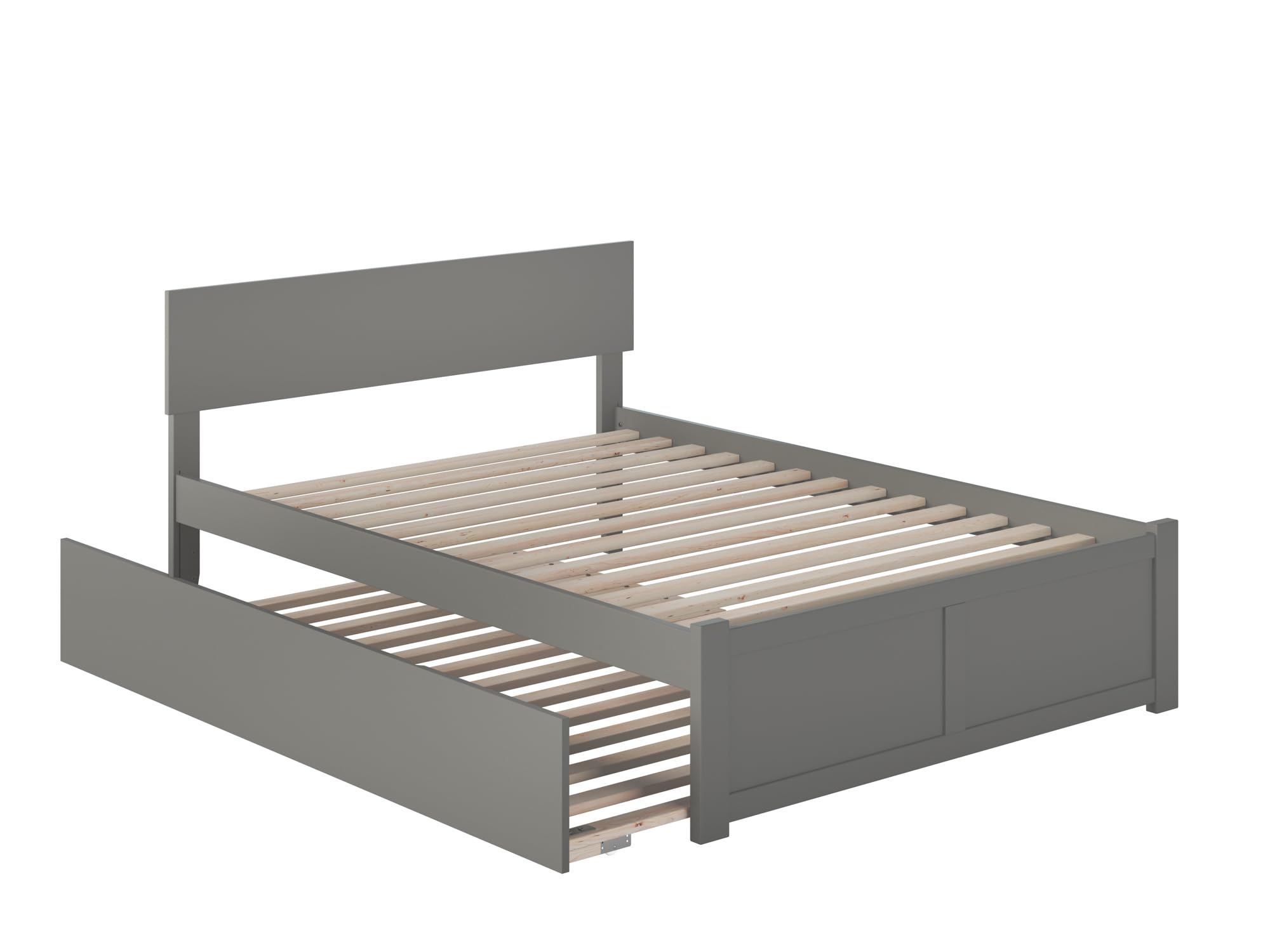 AFI Orlando Full Size Platform Bed with Footboard & Full Trundle in Grey