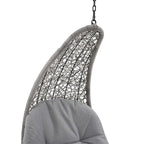 Modway Landscape Wicker Rattan Outdoor Patio Porch Chaise Lounge Hanging Swing Chair, Light Gray Gray