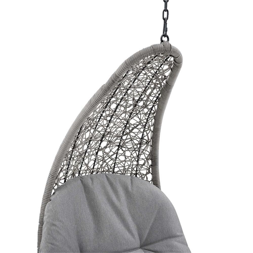 Modway Landscape Wicker Rattan Outdoor Patio Porch Chaise Lounge Hanging Swing Chair, Light Gray Gray