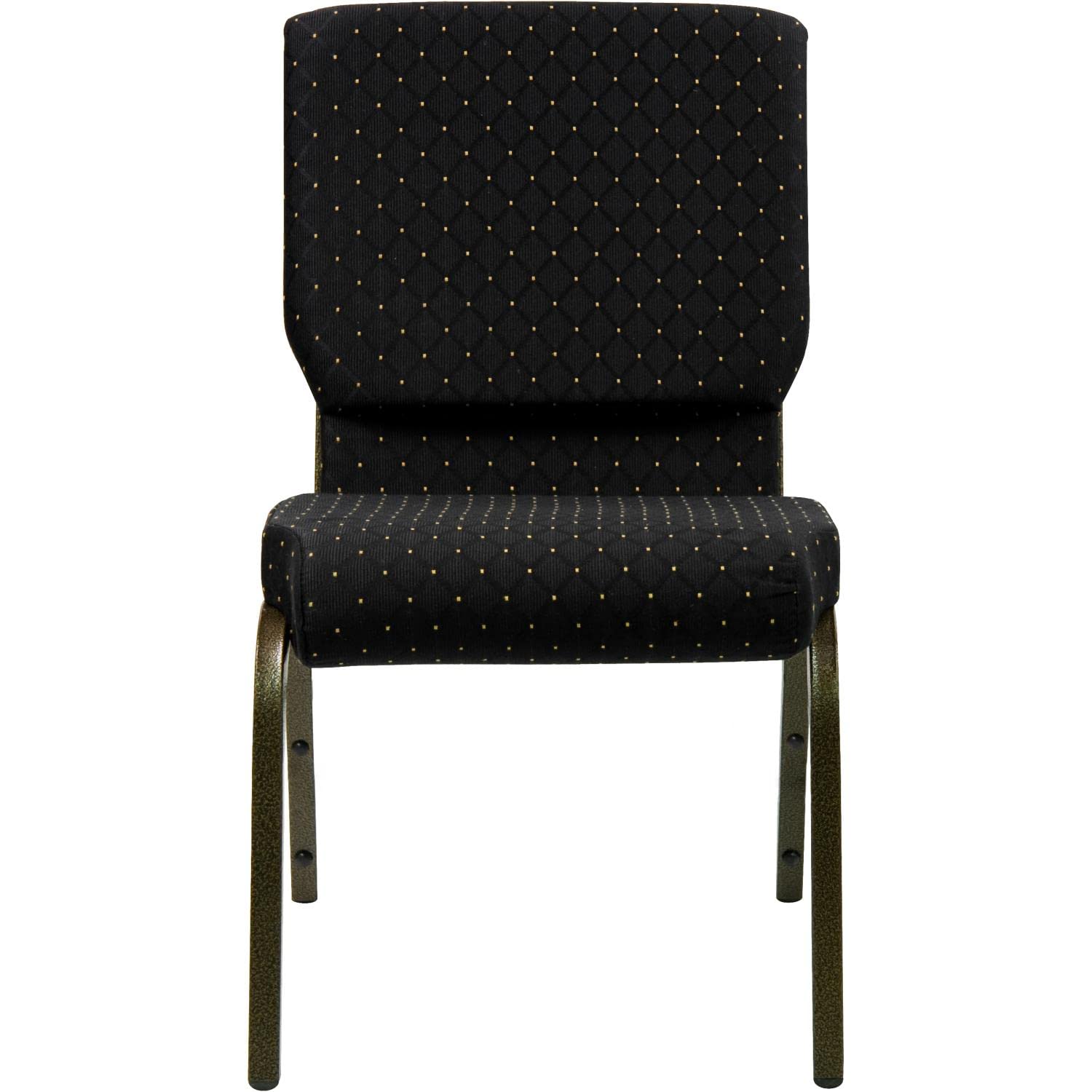 Flash Furniture HERCULES Series 18.5''W Stacking Church Chair in Black Dot Patterned Fabric - Gold Vein Frame