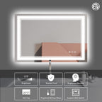 Istripmf 48X32 Inch Led Bathroom Mirror, Front Light And Backlit Anti-Fog Dimmable Memory Lighted Vanity Mirror, Shatterproof Wa