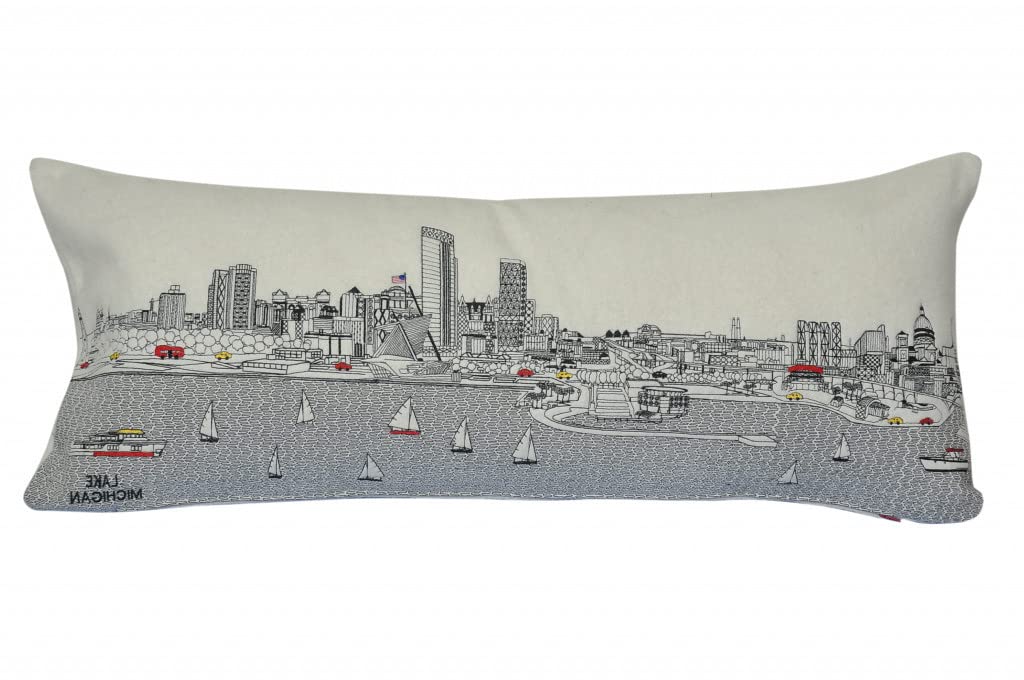HomeRoots Cream 35' White Milwaukee Daylight Skyline Lumbar Decorative Pillow