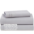 Extra Deep Pocket Fitted Sheet - Set Of 3 Extra Deep Pocket Bed Sheet Set - Deep Pocket Fitted Sheet - Super And Ultra Deep Fitted Sheet - Twin Size Deep Bed Sheet - 75 X 39 Inch - Light Gray Lavender