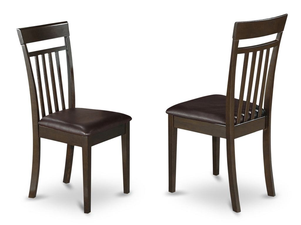 East West Furniture HLCA5-CAP-LC 5 Piece Dining Room Furniture Set Includes a Round Kitchen Table with Pedestal and 4 Faux Leather Upholstered Dining Chairs, 42x42 Inch, Cappuccino