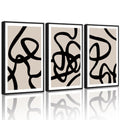 PHOPAGO Black Lines Abstract Wall Art Ink Wash Minimalist Framed Canvas Painting Artwork 11x14in Black Framed