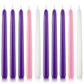 Advent Candle Set - 10 Pack of 10-Inch Taper Candles (2 Group of 3 Purple, 1 Pink and 1 White) for Christmas Advent Wreath, Unsc