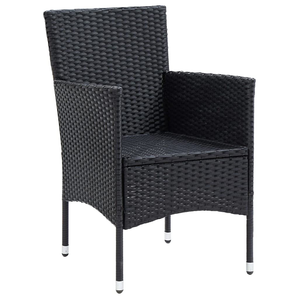 vidaXL 4X Black Poly Rattan Patio Dining Chairs - Thumbnail 2