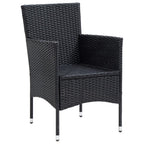 vidaXL 4X Black Poly Rattan Patio Dining Chairs–Outdoor/Garden Seat Set w/Cushions – 20.9"x22.8"x33.1"