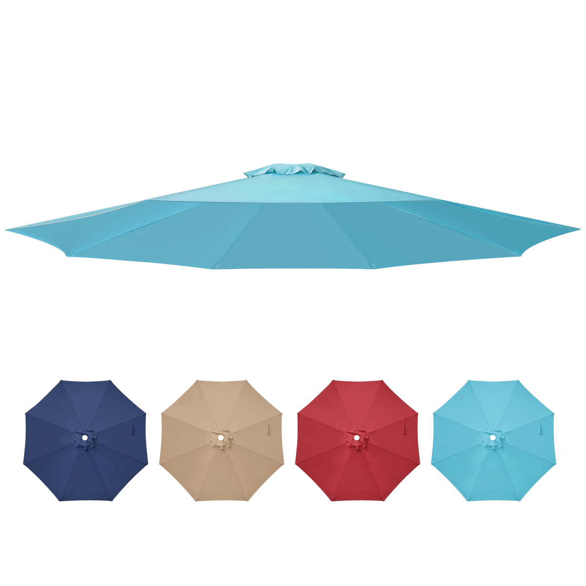 Yssoa 9' Patio Umbrella Replacement Canopy Only For 8 Ribs, Turquoise